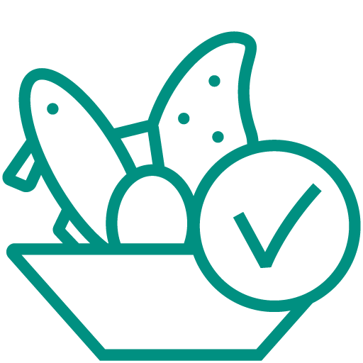 pictogramme vert représentant une assiette de produits locaux conformes aux normes sanitaires