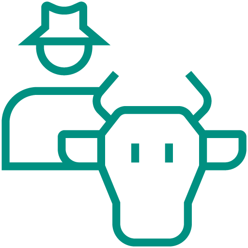pictogramme vert représentant un éleveur bovins