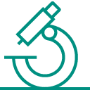 pictogramme vert représentant un microscope et la recherche