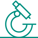 pictogramme vert représentant un microscope et la recherche