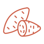pictogramme rouge représentant une patate douce et les légumes racine - Agrandir l'image, fenêtre modale